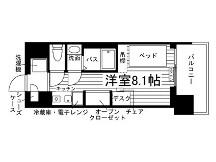 UNILIFE岡山富田町学生会館(1K/2階)の間取り写真