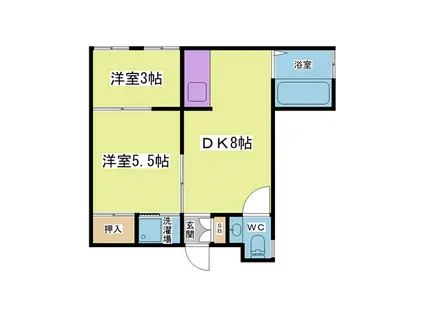 ビーコート鈴蘭台PI(2DK/2階)の間取り写真