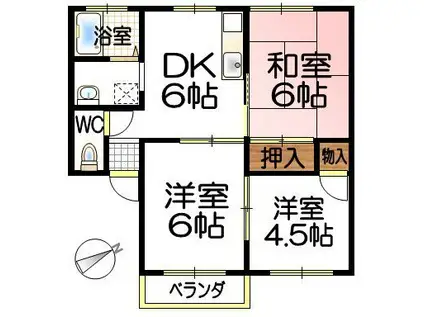 パーク曙C棟(3DK/2階)の間取り写真