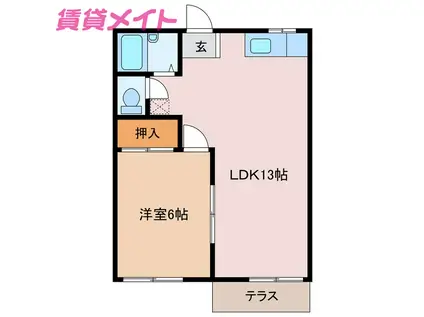 カプレーナ桑名 A棟(1LDK/1階)の間取り写真