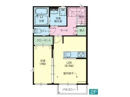 JR宇都宮線 宇都宮駅 徒歩28分 2階建 築1年(1LDK/2階)の間取り写真