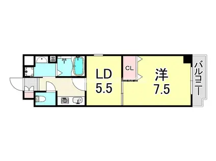 トーシンクレール塚口(1LDK/3階)の間取り写真