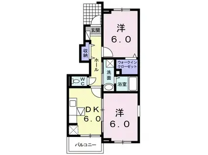 プロムナード A(2DK/1階)の間取り写真