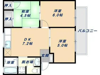 メュールパレ松本 II(3DK/1階)の間取り写真