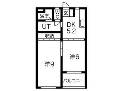 シティハウス パピヨン(2DK/3階)の間取り写真