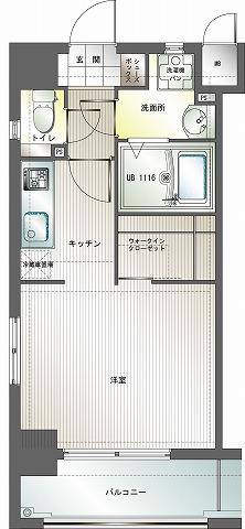 エンクレスト博多III(1K/2階)の間取り写真