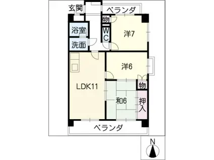 スカイコートウスイ(3LDK/4階)の間取り写真