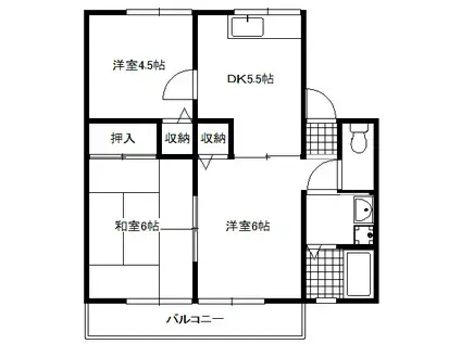 マリンハイツA(3DK/1階)の間取り写真
