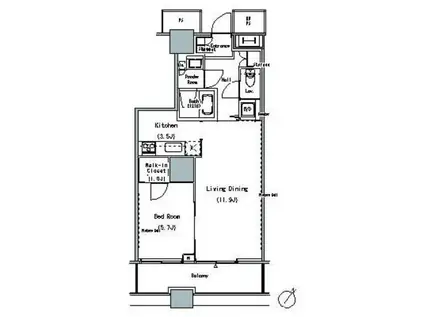 ザ 東京タワーズ ミッドタワー(1LDK/8階)の間取り写真