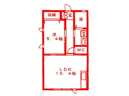 カーサ・ブルーナ(1LDK/2階)の間取り写真