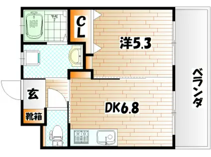 フェルト127(1DK/9階)の間取り写真