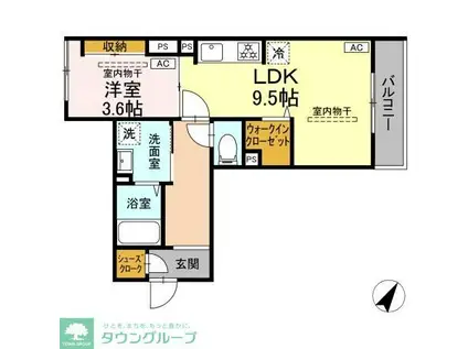 コルザ南台(1LDK/3階)の間取り写真