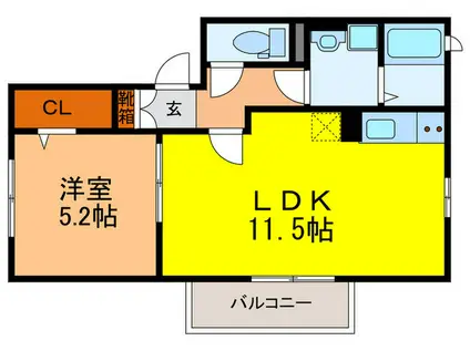 ESPOIR土谷A棟(1LDK/1階)の間取り写真