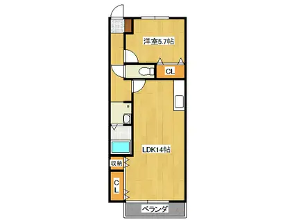 ヴィヴレ平井B(1LDK/2階)の間取り写真