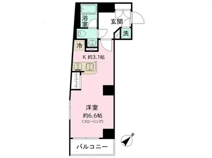 カーサスプレンディッド西麻布(1K/4階)の間取り写真