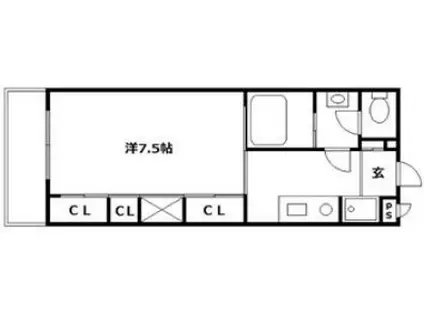 サンライズ兵庫(1K/1階)の間取り写真