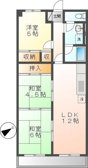 美笠レジデンス(3LDK/3階)の間取り写真