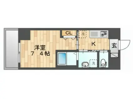 ブルーフォレスト(1K/3階)の間取り写真