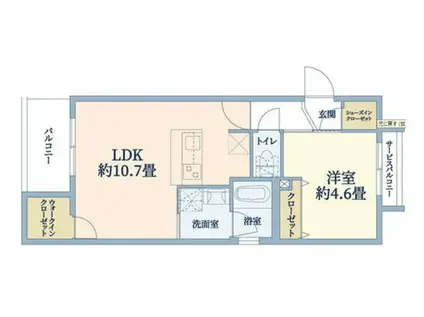 ウェルスクエア都島中通(1LDK/2階)の間取り写真