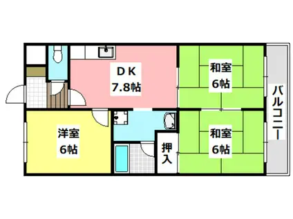 セフティーフジ(3DK/2階)の間取り写真