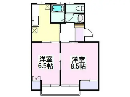 カサブランカ(2DK/2階)の間取り写真