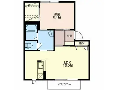 ユーフォリア駅南(1LDK/2階)の間取り写真