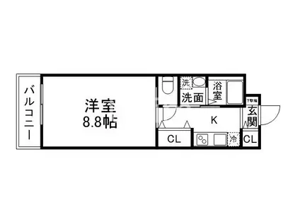 EMINAS北白川(1K/2階)の間取り写真