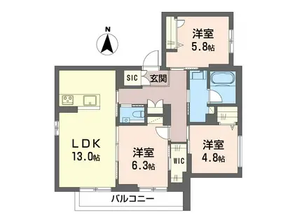 グリナージュ(3LDK/2階)の間取り写真