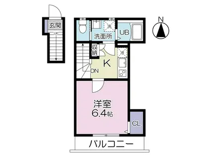 グランシャレー亀有II(1K/2階)の間取り写真