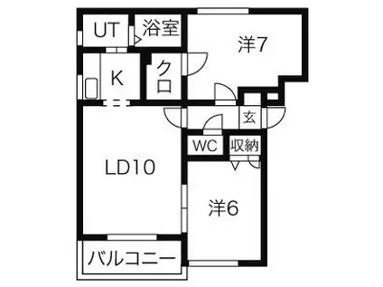 PINOROSSO(2LDK/1階)の間取り写真