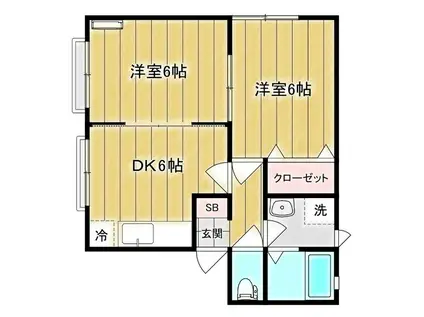 プレマス西亀有(2DK/2階)の間取り写真