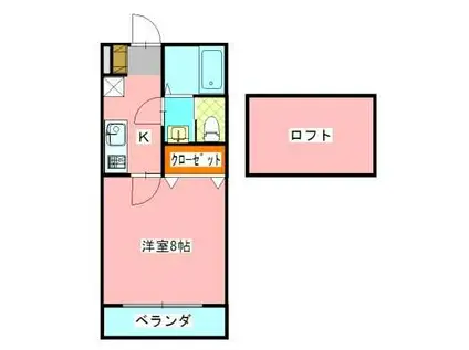 メルローズプレイスII(1K/2階)の間取り写真