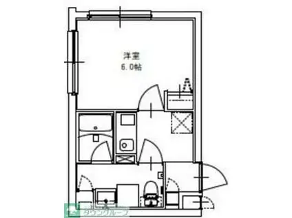 BARK LANE 学芸大学(1K/3階)の間取り写真