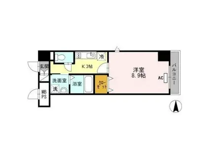 ウイステリア名城(1K/3階)の間取り写真