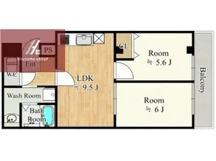 リュストル 平野(2LDK/3階)の間取り写真