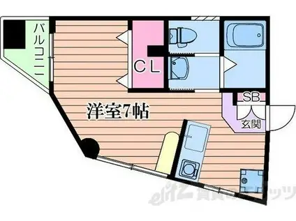 ロマネスク淡路(ワンルーム/3階)の間取り写真