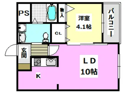 マーヴェラス箕面(1LDK/3階)の間取り写真