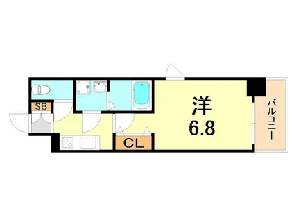 レジュールアッシュ神戸元町(1K/4階)の間取り写真