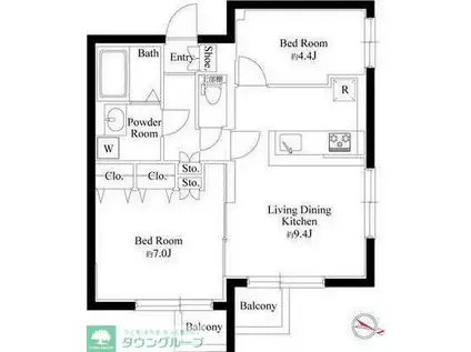 グランパセオ駒沢大学(2LDK/3階)の間取り写真