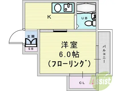 サニーコート石橋(1K/4階)の間取り写真