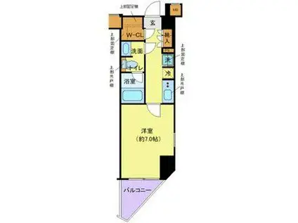 ディアレイシャス落合南長崎(1K/7階)の間取り写真