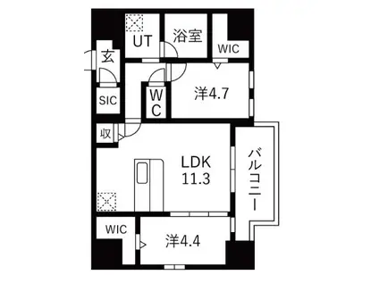 スプランディッドX(2LDK/15階)の間取り写真