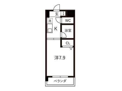 クリエイティブ一宮(1K/4階)の間取り写真