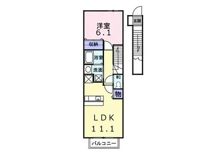 ドルチェ ローザII(1LDK/2階)の間取り写真