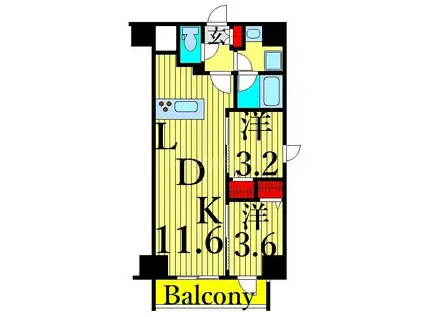 GENOVIA南千住IIISKYGARDEN(2LDK/6階)の間取り写真