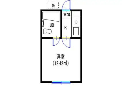 ハクエイハウス弐番館(1K/1階)の間取り写真