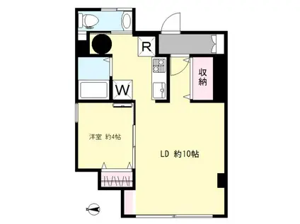 ツヴァイビル(1LDK/6階)の間取り写真