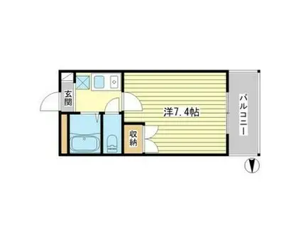 アムールMI中地(1K/1階)の間取り写真