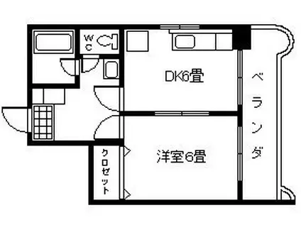 オーシャンハイツ(1DK/9階)の間取り写真