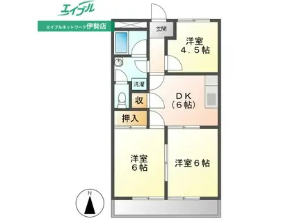 サニーサイド五十鈴(3DK/1階)の間取り写真